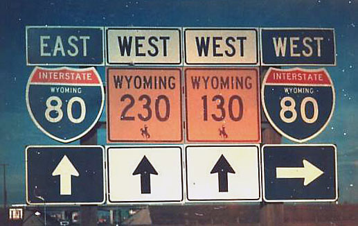 Wyoming - state highway 130, state highway 230, and interstate 80 sign.