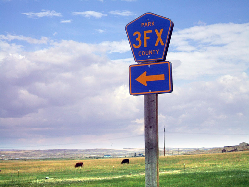 Wyoming Park County route 3FX sign.