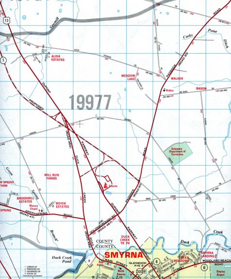 1992 map of SR 1 under contruction north of Smyrna, DE