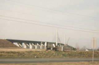The Chesapeake and Delaware Canal Bridge from U.S. 13 in South Saint Georges.