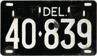 1942 Delaware License Plate