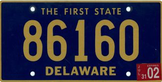 2002 Delaware License Plate