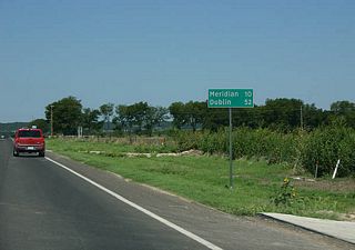 Distance sign to Meridian and Dublin.