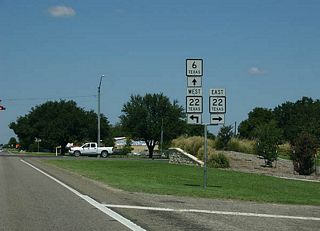 SH 6 travels around the western edge of Meridian. Use SH 22 to go into the city. SH 22 begins in Corsicana and travels to SH 36 in Hamilton, just shy of meeting US 281.