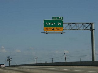 Straddling the north Houston city line, IH 45 advances toward Airtex Drive.