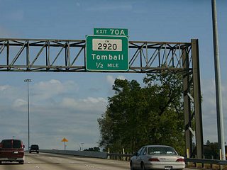 IH 45 north next meets the east end of FM 2920, a 30.81 mile long highway west to U.S. 290 Business at Waller.