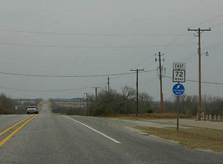 After FM 673, a typical shield assembly for SH 72 appears. SH 72 is a designated Hurricane Evacuation route.