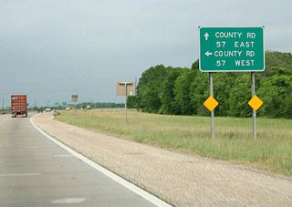 A staggered intersection exists with Brazoria County Route 57 (Juliff Manvel Road) at Iowa Colony. Juliff Manvel Road joins FM 521 at Juliff with Carpenter Road in Manvel.