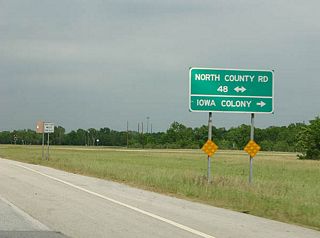 Brazoria County Route 48 south provides the final connection to Iowa Colony from Texas 288 north.