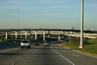 This is a view of the IH 610/SH 288 stack interchange. SH 288 is the lowest level of this interchange.