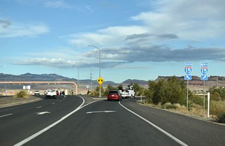 SR 7 and the Southern Parkway conclude as Sun River Parkway continues west from I-15 into the Atkinville neighborhood of St. George.
