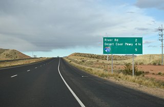 River Road meets Southern Parkway next in two miles while SR 7 ends five miles ahead at a SPUI with I-15.