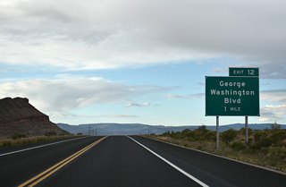 George Washington Boulevard extends west from Southern Parkway along an arterial through Washington and St. George, ending at River Road south of the Virgin River.
