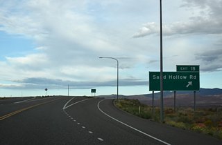 Sand Hollow Road travels five miles north from SR 7 and Exit 18 to Sand Hallow State Park and SR 9.
