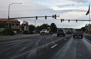SR 9 west intersects 1150 West near the end of the commercialized district of Hurricane.