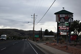 SR 9 travels south from the end of SR 17 in La Verkin along State Street two miles to Hurricane across the Virgin River.