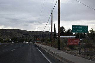 SR 59 leaves SR 9 two miles ahead in downtown Hurricane for the Arizona border.