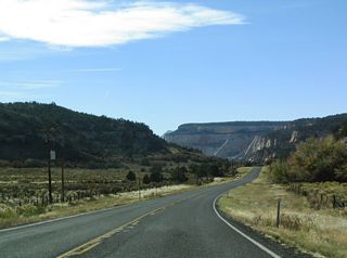 SR 9 west of Waterpocket Creek and the roundabout with North Fork Road.
