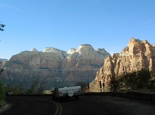 Leaving the Zion-Mount Carmel Tunnel westbound. Vehicles sized 7'10" in width or 11'4" in height, or larger, must have an escort through the tunnel.