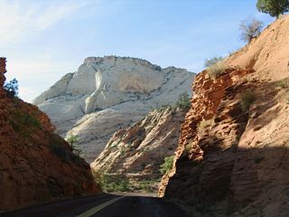 A narrow section of Zion-Mount Carmel Highway in Zion.