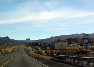 After exiting U.S. 89, this picture shows the first shield for Utah 12 east. It is designated as an official scenic byway for its entire length.