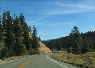 After passing through the Duck Creek area, Utah 14 begins its descent from the Markagunt Plateau and prepares to reach the Sevier River Valley. The reddish soil and colorful landscape abounds for the rest of Utah 14, and it continues in places such as Zion National Park and Bryce Canyon National Park.