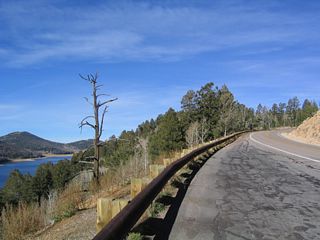 Navajo Lake, which feeds the North Fork of the Virgin River, is visible from this turnout on the south side of westbound Utah 14 near Duck Creek.