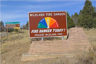 Due to the dry summer and autumn, the fire danger is high. The same conditions permeated through the entire Southwest in Fall 2003. Late on the same day that this photo was taken, a small fire began near the town of Ramona, California. That fire grew into the conflagration known as the Cedar Fire, which burned through 300,000 acres and over 3,000 structures before being contained. A similar fire of like proportions could have occurred here too, given the dry conditions.