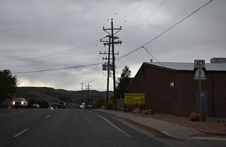 SR 17 (State Street) advances south to the commercialized intersection with SR 9 500 North).