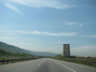 A large rock monument welcomes motorists to the Legacy Parkway.