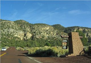 Interstate 15 almost enters Zion National Park but not quite, given the proximity of the entrance to the national park in relationship to the freeway.