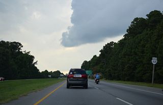 SR 168 (Oak Grove Connector) parallels SR 190 (Great Bridge Boulevard) northwest to Oak Grove Lake.