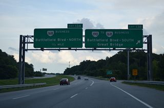 SR 190 arcs northward 8.38 miles along Kempsville Road from SR 168 Business at Oak Grove to SR 165 (Princess Anne Road) at Witchduck Road in Virginia Beach.