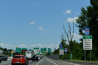 The HOV restriction for the I-66 Inside the Beltway Express Lanes applies to inbound traffic during the morning and outbound traffic during the evening.