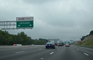 The first set of transponder readers for the I-495 Express Lanes southbound.