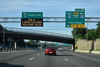 Exit 49 provides access to I-66 west only as SR 267 east already served the eastbound movement to D.C. Interstate 66 travels 76 miles overall between Washington and I-81 near Front Royal.