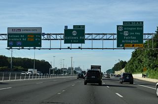 There are two remaining exits from the I-495 Express Lanes before the HOT lanes merge with the mainline ahead of I-95/395 (Springfield Interchange).