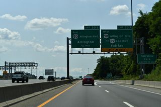 U.S. 50 and SR 650 (Gallows Road) converge at a SPUI to the west at Merrifield. SR 650 connects Arlington Boulevard with Lee Highway to the north. U.S. 50 continues west to combine with U.S. 29 at Fairfax.