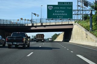 Interstate 495 next meets SR 123 (Little River Turnpike) at a cloverleaf interchange (Exits 52 A/B).
