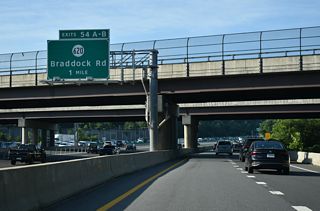 The second Annandale exit joins Interstate 495 south (outer loop) with SR 620 (Braddock Road) in one mile.