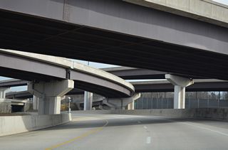 Some of the flyovers within the Springfield Interchange from the ramp joining I-495 south with I-395 north. Work to upgrade a low speed directional cloverleaf interchange between the Capital Beltway and Henry G. Shirley Memorial Highway took five years and $676 million to build.