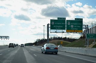 U.S. 50 and SR 650 (Gallows Road) converge at an interchange to the west at Merrifield. SR 650 connects Arlington Boulevard with Lee Highway to the north. U.S. 50 continues west to merge with U.S. 29 at Fairfax.