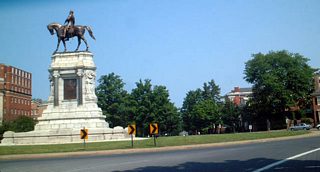 The first monument along westbound honors General Robert E. Lee. Lee led the Confederate army during the Civil War, and he surrendered to the Union at Appomattox Court House. This statue was the first one placed along Monument Avenue, back on May 29, 1890, only 25 years after the conclusion of the Civil War!