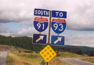 I-91 leads south from U.S. 2 to next meet the north end of Interstate 93.