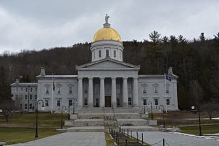 The Vermont State Capitol on the north side of State Street.