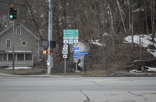 U.S. 2 (Berlin Street) parallels the Winooski River east 1.7 miles to a roundabout with U.S. 302 (River Street).
