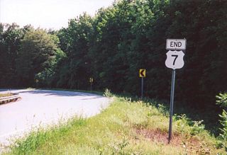 The southbound beginning of U.S. 7 in Vermont