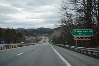 MSR 11 crosses the Connecticut River south from Exit 41 to New Hampshire Route 12A in the town of Charlestown.