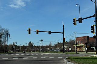 Champlain Parkway proceeds south to intersect Flynn Avenue in the South End neighborhood of Burlington.