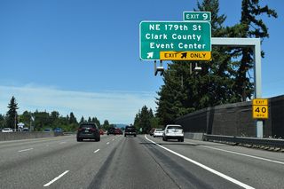 The Clark County Fairgrounds are southwest of the diamond interchange at Exit 9 off NE 179th Street. The complex houses the Clark County Event Center and Cascades Amphitheater.